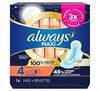 ALWAYS MAXI PADS SZ 4 OVRNGHT [16 ea]