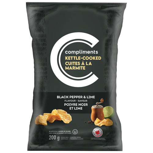 COMP KETTLE CHIPS BLK PPR LIME [200 g]