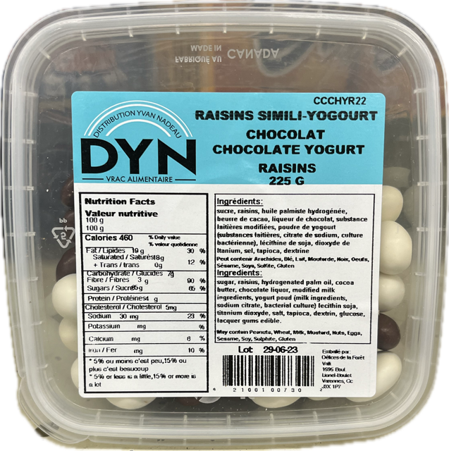 DYN CHOC YOGURT COV RAISINS [225 g]
