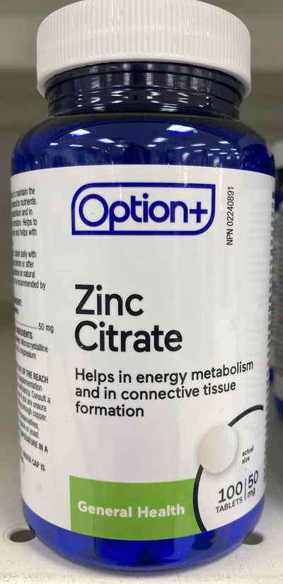 OPTION+ ZINC CIT 50mg 100s [100 ea]