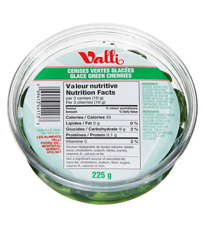 VALLI GLAZED GREEN CHERRIES [225 g]