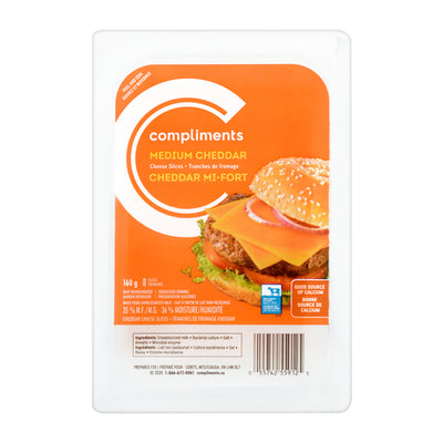 COMP MED CHEDDAR CHEESE SLICES [170 g]