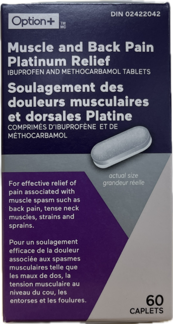 OPTN+ MUSCL BCK PAIN PLT RELF [60 ea]