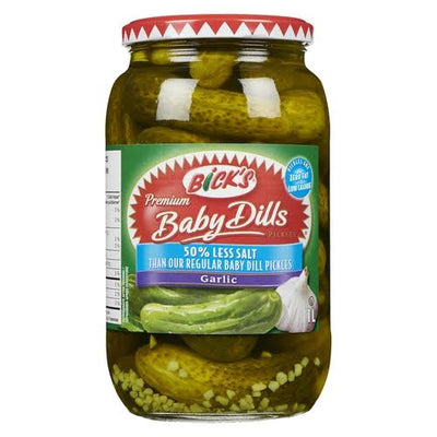 BICK'S BABY DILLS GARLIC 50% LESS SALT 1L