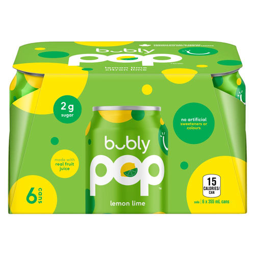 BUBLY POP LEMON LIME 6x355ml [6 ea]