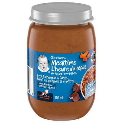 GERBER MEALTIME BEEF BOLOGNESE & PASTA PUREE BABY FOOD 159ml