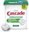 CASCADE FREE & CLEAR DISHWASHING DETERGENT UNSCENTED 51s
