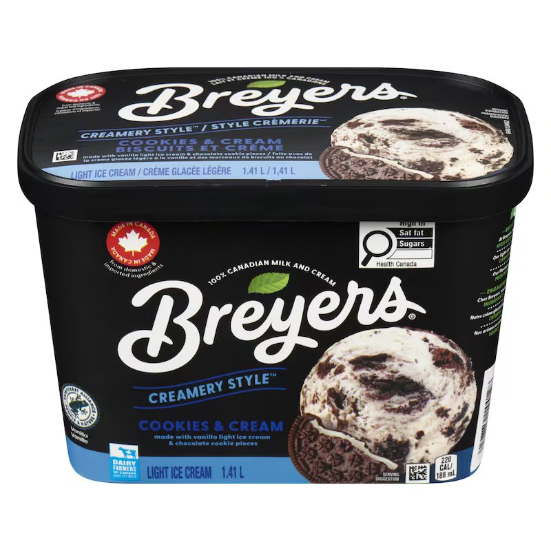 BREYERS CREAMERY STYLE COOKIES & CREAM ICE CREAM 1.41L
