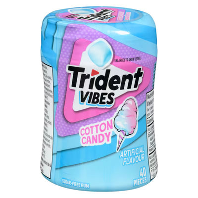 TRIDENT VIBES COTTON CANDY SUGAR FREE GUM 40ea