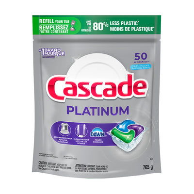 CASCADE PLATINUM DISHWASHING DETERGENT PACS FRESH SCENT 50s