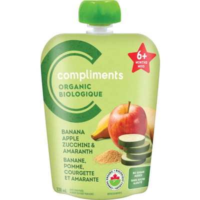 COMPLIMENTS ORGANIC BANANA APPLE ZUCCHINI & AMARANTH POUCH BABY FOOD 128ml