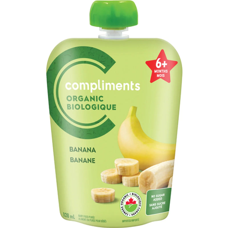 COMPLIMENTS ORAGANIC BANANA POUCH BABY FOOD 128ml