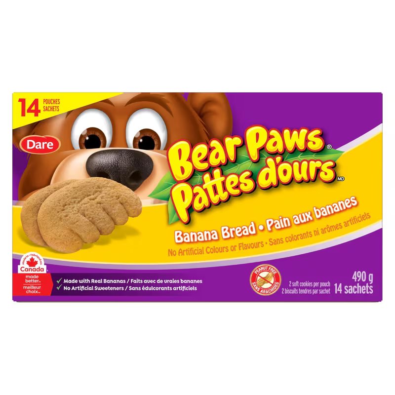 DARE BEAR PAWS BANANA BREAD FAMILY PACK 14pk 490g