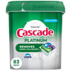 CASCADE PLATINUM DISHWASHING DETERGENT PACS FRESH SCENT 83s