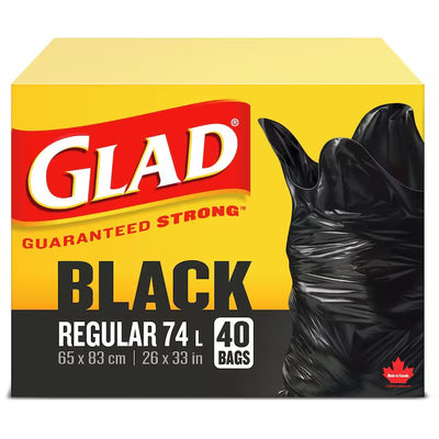 GLAD EASY TIE REG BLACK 74L [40 ea]
