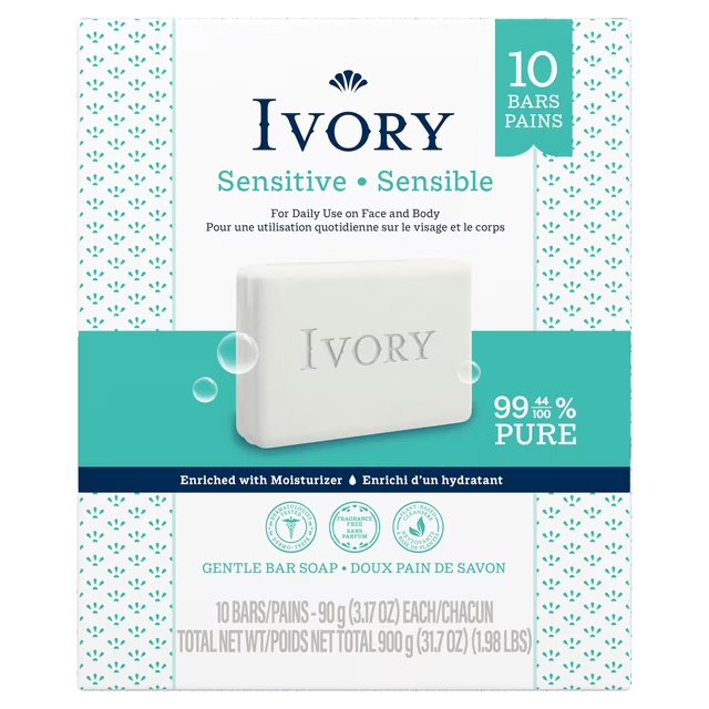 IVORY SENSITIVE BAR SOAP 10pk [900 g]