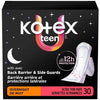 KOTEX ULTRA THIN OVERNIGHT TEEN PADS 30 ea