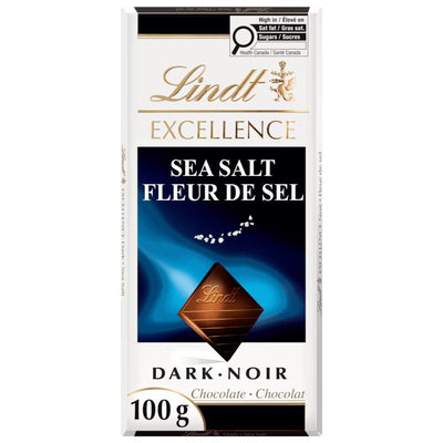 LINDT EXCELLENCE SEA SALT DARK CHOCOLATE BAR 100g