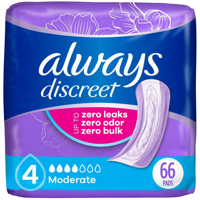ALWAYS DISCREET MODERATE PADS 66s