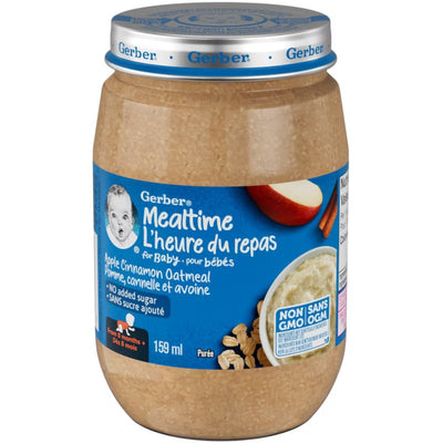 GERBER MEALTIME APPLE CINNAMON OATMEAL PUREE BABY FOOD 159ml