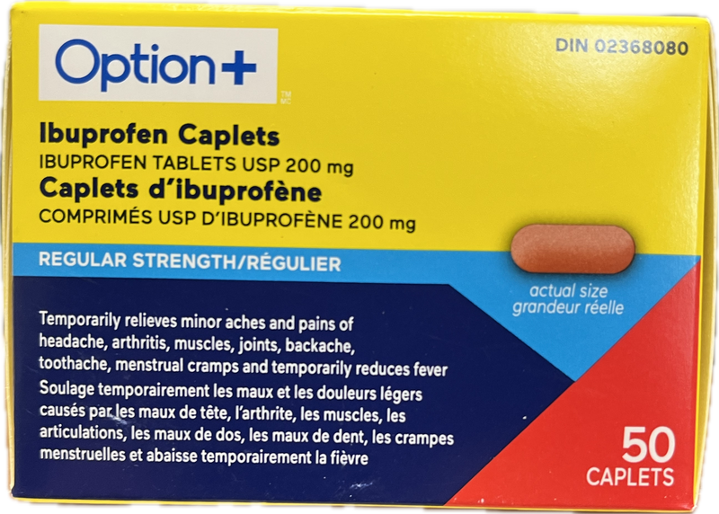 OPTION+ IBUPROFEN 200mg 50 CAPLETS