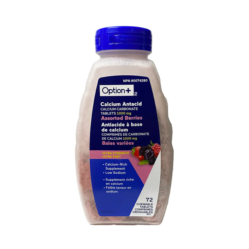 OPTION+ CALICUM ANTIACID 1000mg ASSORTED BERRIES CHEWABLE TABLETS 72s