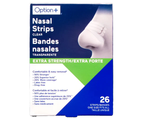 OPTION+ NASAL STRIPS CLEAR EXTRA STRENGTH 26ea