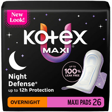 KOTEX SIZE 2 OVERNIGHT MAXI PADS WITH WINGS 26ea