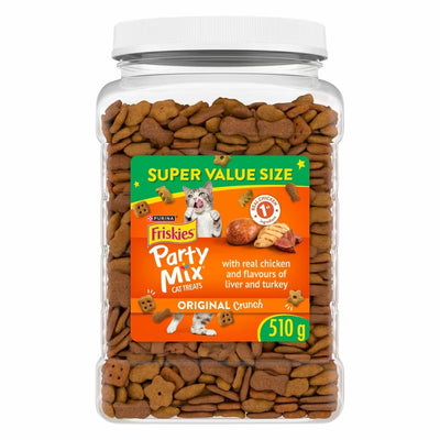 FRISKIES PARTY MIX ORIGINAL CRUNCH WITH REAL CHICKEN CAT TREATS 510g