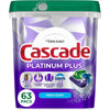 CASCADE PLATINUM PLUS DISHWASHING DETERGENT PACS FRESH SCENT 63s