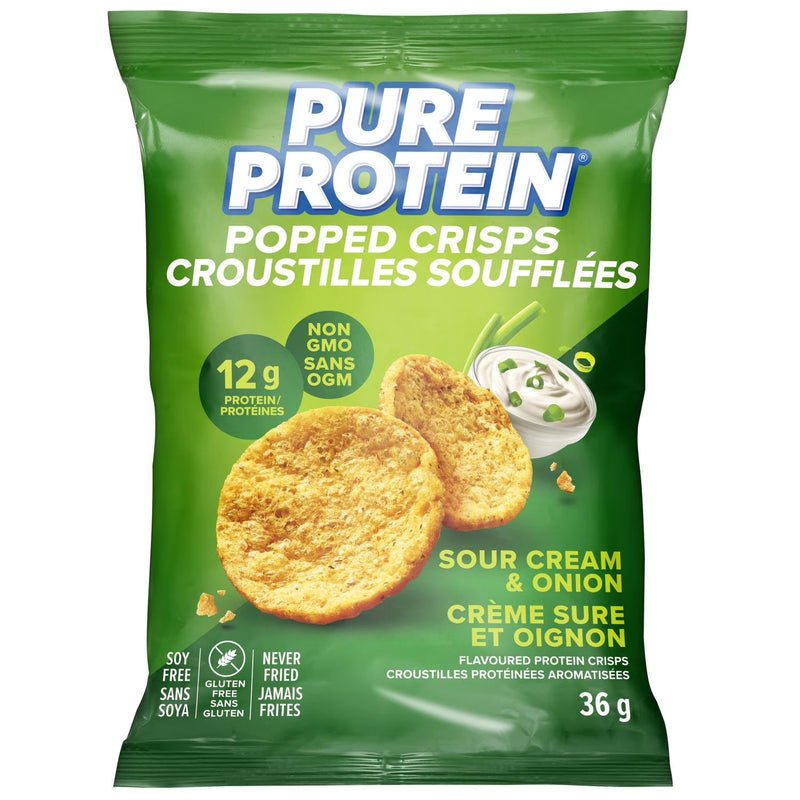 PURE PROTEIN POPPED CRISPS SOUR CREAM & ONION 36g
