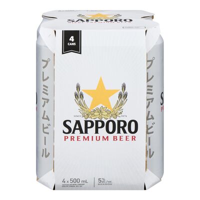 SAPPORO 5% BEER 4x500ml [4 ea]