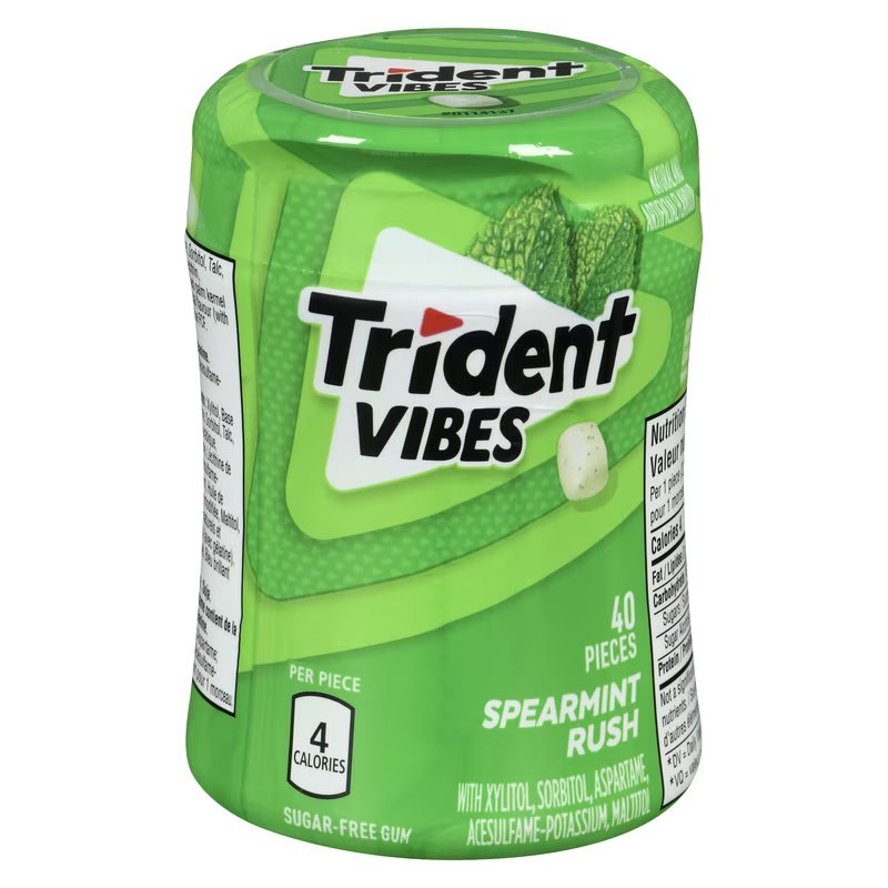 TRIDENT VIBES SPEARMINT RUSH SUGAR FREE GUM 40ea
