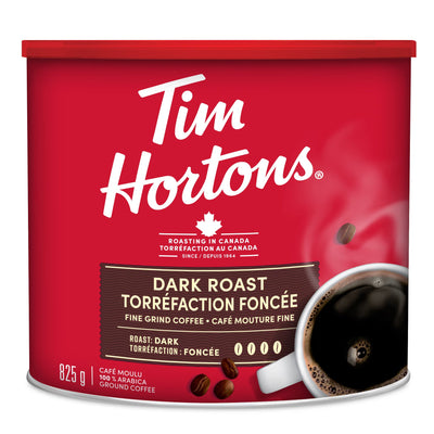 TIM HORTONS DARK ROAST GROUND COFFEE 825g