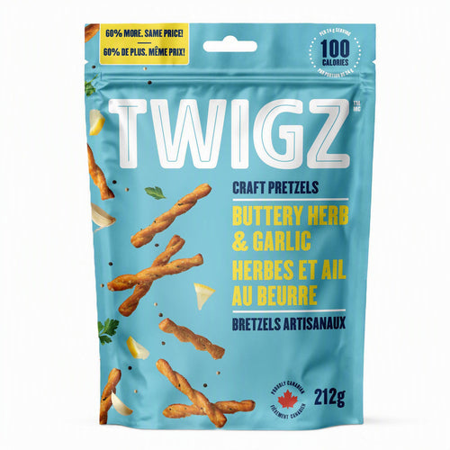 TWIGZ BUTTERY HERB & GARLIC PRETZELS 212g