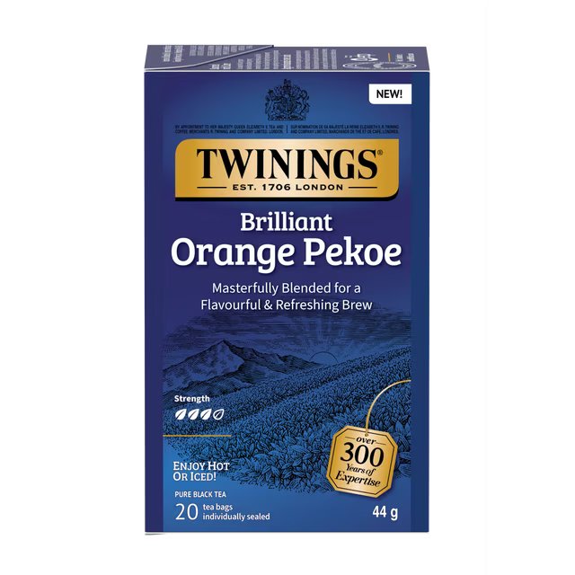 TWININGS BRILLIANT ORANGE PEKOE TEA BAGS 20ct
