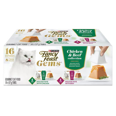 FANCY FEAST GEMS MOUSSE PATE WITH CHICKEN & BEEF VARIETY PACK 16ct 1125g