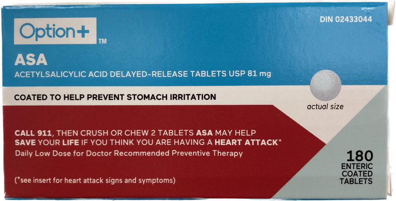 OPTION+ ASA TABLETS 81mg 180s [180 ea]
