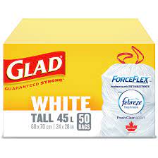 GLAD WASTE WHITE TALL FF FBRZE [50 ea]