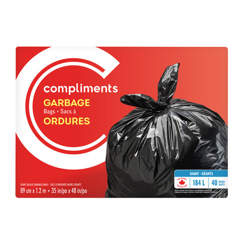 COMP GIANT GARBAGE BAGS 184L [40 ea]