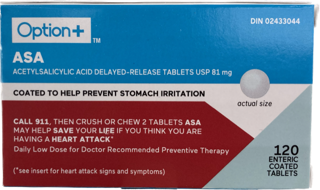 OPTION+ ASA TABLETS 81mg 120s [120 ea]