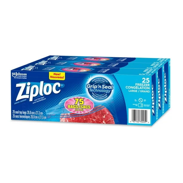 ZIPLOC LARGE FREEZER BAGS 25s [25 ea]
