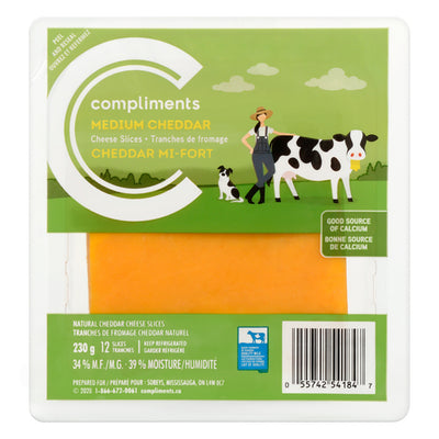 COMP CHEESE SLICES MED CHEDR [230 g]