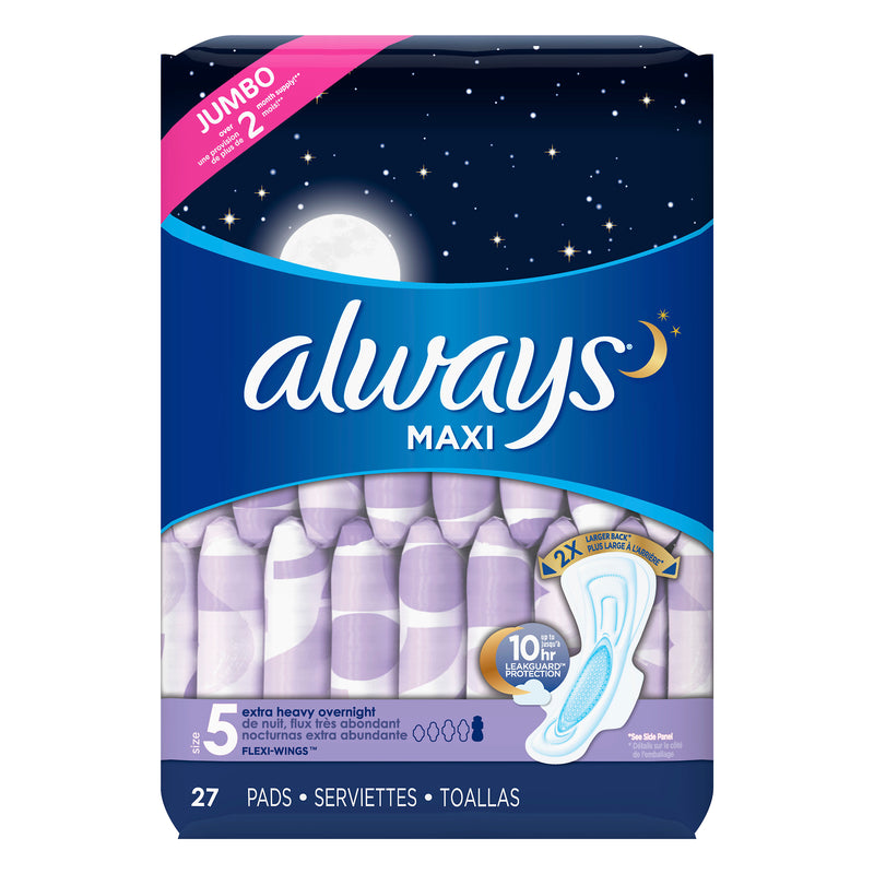 ALWAYS MAXI PADS SZ 5 OVRNGHT [27 ea]