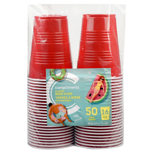 COMP BEER CUP RED PLASTIC [50 ea]