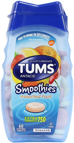 TUMS SMOOTHIE AST FRUIT 750MG [60 ea]