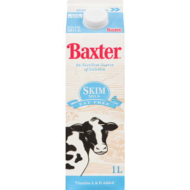 BAXTER CARTON SKIM MILK 1LT